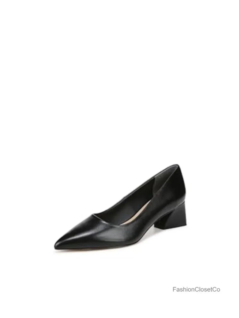 Racer Pointed Toe Block Heel Pumps Women's Leather Slip On Comfort
